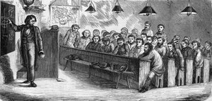 Klasa wieczorowa w publicznej szkole dla dorosłych w Paryżu w 1858 r. autorstwa French School