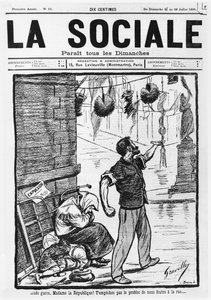 Eksmisja, przednia okładka z La Sociale, 21-28 lipca 1895 r. autorstwa French School