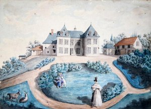 Ewokacja „Lys dans la Vallee”, powieść Honore Balzaca (1799-1850) (akwarela na papierze) autorstwa French School