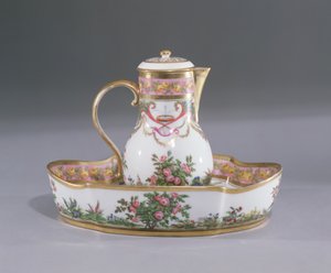 Ewer i miska, wykonane w Paryżu (porcelana)