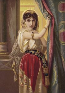 Egzotyczna dziewczyna nosząca złotą biżuterię (chromolitho) autorstwa French School