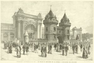 Wystawa powszechna z 1889 r., Pałac Ministerstwa Wojny przy Esplanade des Invalides (grafika) autorstwa French School