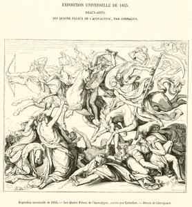 Wystawa Powszechna z 1855 r. Cztery Plagi Apokalipsy (rycina) autorstwa French School