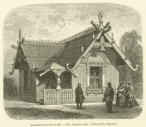 Wystawa Powszechna 1867, Isba, chałupa rosyjska (rycina) autorstwa French School