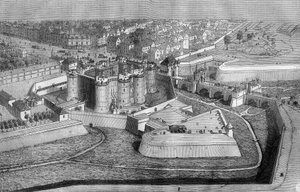 Widok zewnętrzny Bastylii w Paryżu w 1650 roku. autorstwa French School