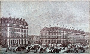Zewnętrzny widok domów towarowych Luwru autorstwa French School