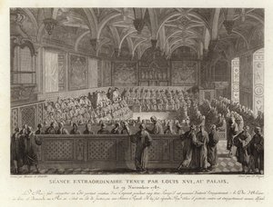 Sesja nadzwyczajna Ludwika XVI w Pałacu Wersalskim autorstwa French School