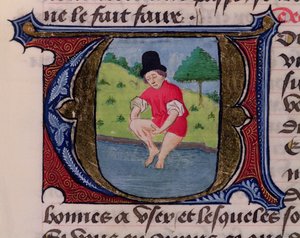 F.27v Wypłukiwanie, z Traite de Medecine autorstwa Hildebranda dr Florence, 1356 autorstwa French School