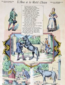 Fable de La Fontaine „Osioł i piesek”. Obraz autorstwa Epinal-Pellerin autorstwa French School