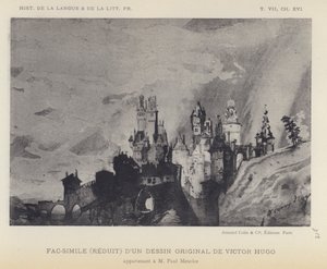 Faksymile (zredukowane) oryginalnego rysunku Victora Hugo (lito) autorstwa French School