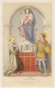Faksymile akwareli Ingres, przekazane przez panią Ingres (chromolitho) autorstwa French School