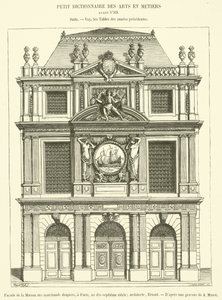 Fasada Maison des Marchands Clothiers w Paryżu, w XVII w. (rycina) autorstwa French School