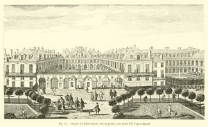 Fasada Palais-Royal, strona ogrodu, za Ludwika XV, według Rigaud autorstwa French School