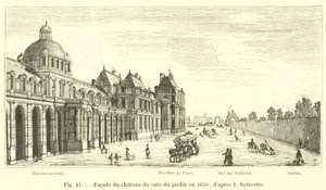 Fasada zamku od strony ogrodu w 1650 r. według I Sylvestre autorstwa French School