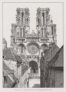 Fasada katedry w Laon, początek XIII wieku (lito) autorstwa French School