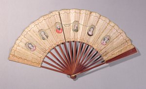 Wachlarz przedstawiający postacie zaangażowane w Affaire du Collier, 1786 (wc na papierze) autorstwa French School