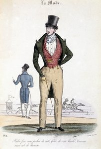 Moda męska w 1829 roku - w "Les Modes" autorstwa French School