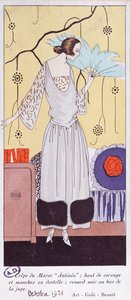 Talerz z modą przedstawiający wachlarz z piór, z Art, Gout, Beaute, 1921, (odbitka w pochoirze) autorstwa French School