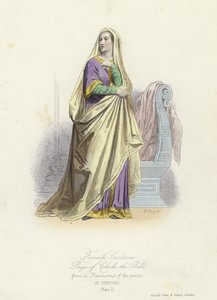 Strój kobiecy z czasów panowania Karola Łysego, króla Franków Zachodnich autorstwa French School