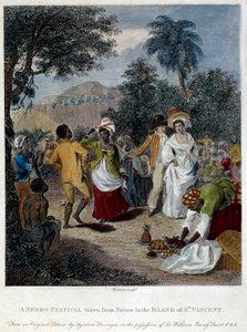 Fete negre na wyspie Saint Vincent (Ameryka Środkowa, Antyle). Rycina XIX wieku. Chartres, Muzeum Sztuk Pięknych autorstwa French School