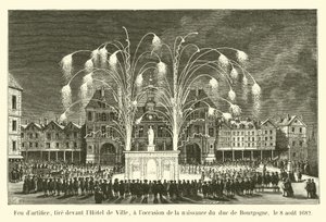Fajerwerki odpalone przed ratuszem z okazji urodzin księcia Burgundii, 8 sierpnia 1682 autorstwa French School