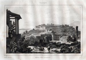 Fiesole -Toskania - Grawer z „” Malownicze Włochy”” autorstwa M. de Norvins, Ch. Nodier 1834-1836. autorstwa French School