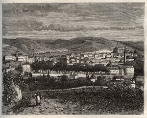 Figeac - Lot, w regionie Midi-Pyrenees - rycina w „La France illustree: geografia, historia, administracja statystyczna” autorstwa V.A. Słodowo-Brązowy. 1884 autorstwa French School