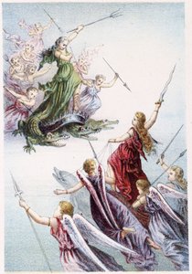 Walcz między złymi i dobrymi duchami morza - w „Podróży na dno morza” H. de la Blanchère. Paryż, wyd. Jouvet et Cie, sd. 1880. autorstwa French School