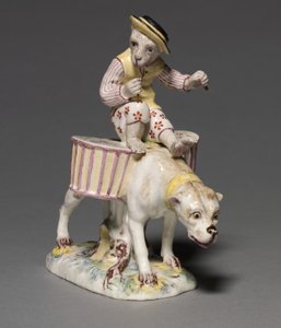 Figura małpy na psie, producent Mennecy-Villeroy Factory, Francja, ok. 1760 r. autorstwa French School