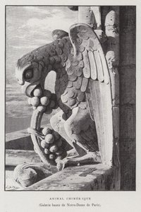 Figura zwierzęcia chimerycznego z górnej galerii Notre Dame de Paris (lito) autorstwa French School