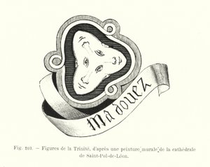 Figury Trójcy, po malowidle ściennym w katedrze Saint-Pol-de-Leon (rycina) autorstwa French School