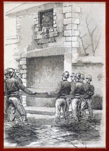Strażacy, Koc ratunkowy, b.d. początek XIX wieku. autorstwa French School