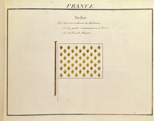 Flaga księcia rodziny królewskiej z Pavillons des Puissances Maritimes (kolor grawerowany) autorstwa French School