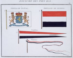 Flagi Królestwa Niderlandów, z francuskiej księgi flag, c.1819 autorstwa French School