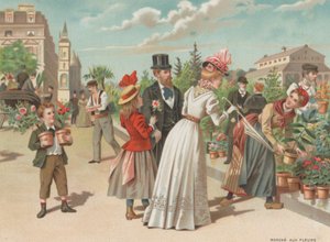 Rynek kwiatów (chromolitho) autorstwa French School