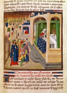 Fol.10r Cuda, które wydarzyły się przy narodzinach Aleksandra Wielkiego (356-323 pne) ilustracja z książki Jeana Wauquelina, z Histoire du Grand Alexandre 1460 autorstwa French School