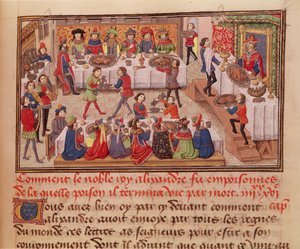Fol.298r Jak otruto szlachetnego króla Aleksandra, ilustracja z książki Jeana Wauquelina, z Histoire du Grand Alexandre 1460 autorstwa French School