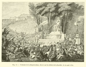 Fontanna Odrodzenia, wzniesiona na gruzach Bastylii, 10 sierpnia 1792 r. autorstwa French School