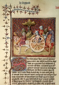 Fr.119 fol.312v Lancelot, Rycerz Wozu, 1344 autorstwa French School