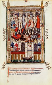 Fr 2092 f.42 Trzecie biczowanie św. Denisa i jego towarzyszy, z Vie de St. Denis, 1317 autorstwa French School