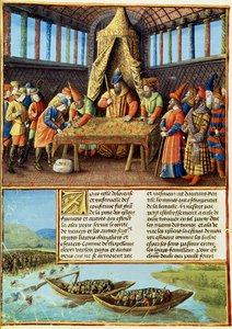Fr 5594 f.267v Bayezid I otrzymujący okup, z Passages faits Outremer napisany przez Sebastiena Mamerota, c.1490 autorstwa French School