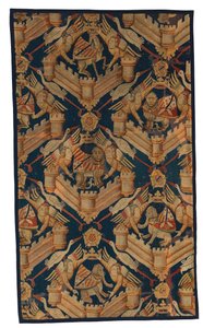 Fragment gobelinu heraldycznego przedstawiającego herb Beauforta, Turenne i Comminges, wykonanego w Paryżu lub Arras (wełna) autorstwa French School