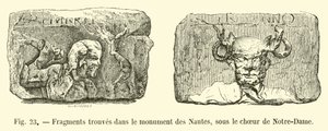Fragmenty znalezione w pomniku Nautes, pod chórem Notre-Dame autorstwa French School