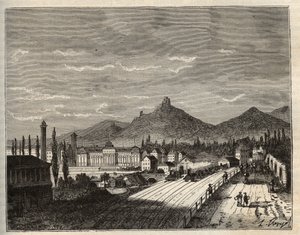 Francja, Alzacja, Bas-Rhin (67), Saverne: Banks of the Zorn, stary zamek Château du Haut Barr zbudowany na skałach - rycina w „Ilustracja Francji: geografia, historia, administracja statystyczna” autorstwa V.A. Słodowo-Brązowy. 1884 autorstwa French School
