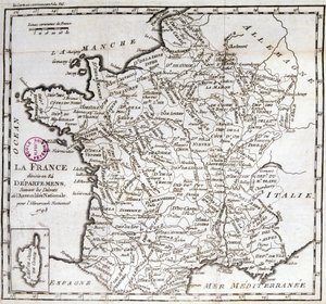 Francja podzielona na 84 departamenty zgodnie z dekretami Zgromadzenia Narodowego z 1793 r autorstwa French School