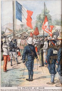 Francja przejmuje terytoria Krat i Koh-Kong, Syjam po traktacie z 1904 r. uzgodnionym między Syjamami i Francuzami, ilustracja z „Le Petit Journal” luty 1905 (rycina) autorstwa French School