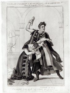 Francois-Joseph Talma (1763-1826) jako Hamlet i Mademoiselle Duchenois jako Gertrude, w „Hamlecie” Szekspira w adaptacji Jean-Francois Ducis, po 1769 autorstwa French School