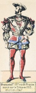 Francois 1er, 58. król Francji, wstąpił na tron ​​w 1515, zmarł w 1547 (kolorowa rycina) autorstwa French School