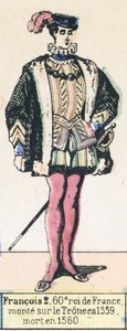 Francois 2, 60. król Francji, wstąpił na tron ​​w 1559, zmarł w 1560 (kolorowa rycina) autorstwa French School
