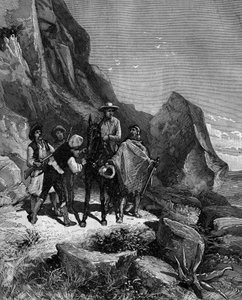 Francois Arago (1786 - 1853) w 1806 roku udał się do Hiszpanii, aby dokończyć pomiar południka i pewnego wieczoru został zadokowany przez czterech bandytów. autorstwa French School